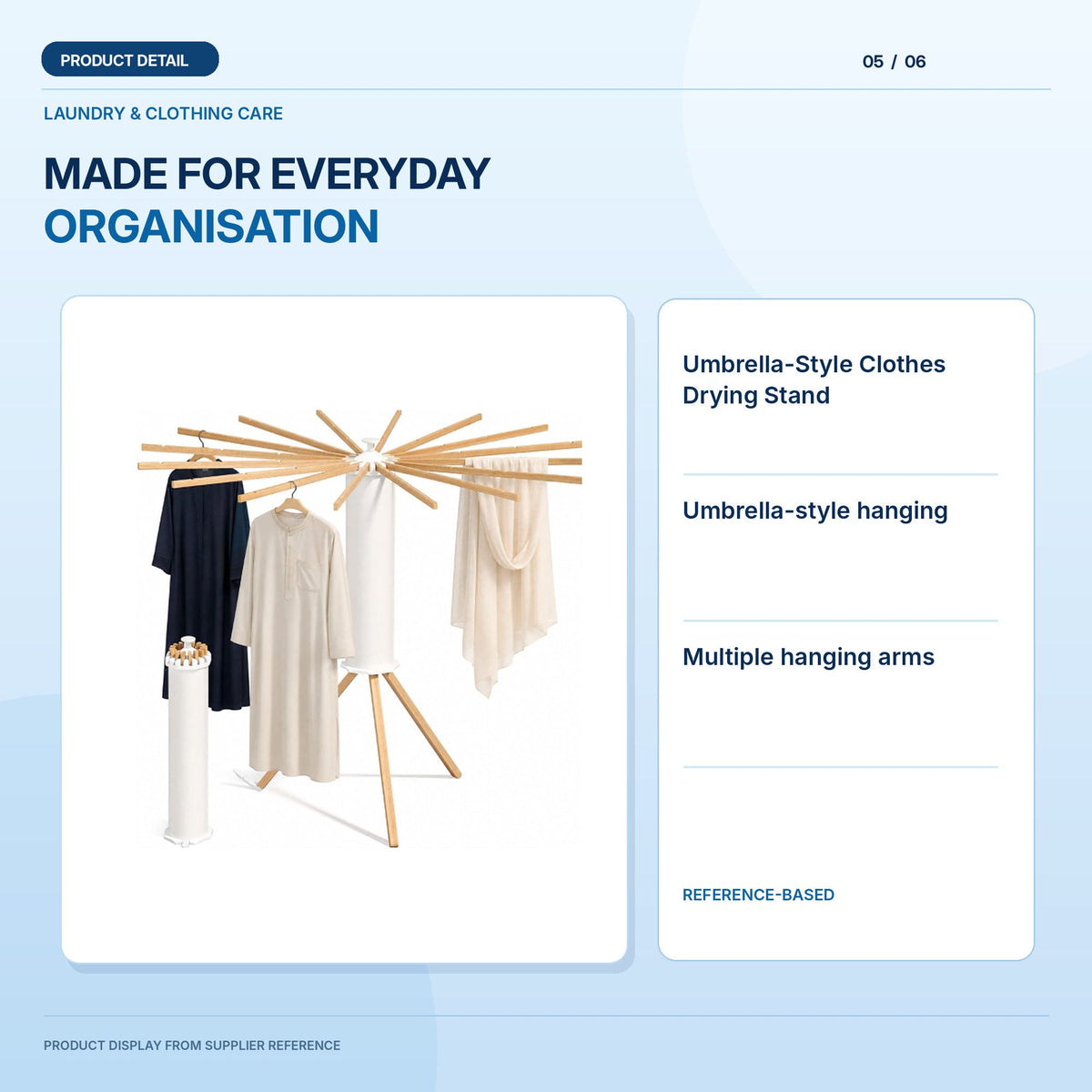 Umbrella-Style Clothes Drying Stand; light-blue product information layout 5