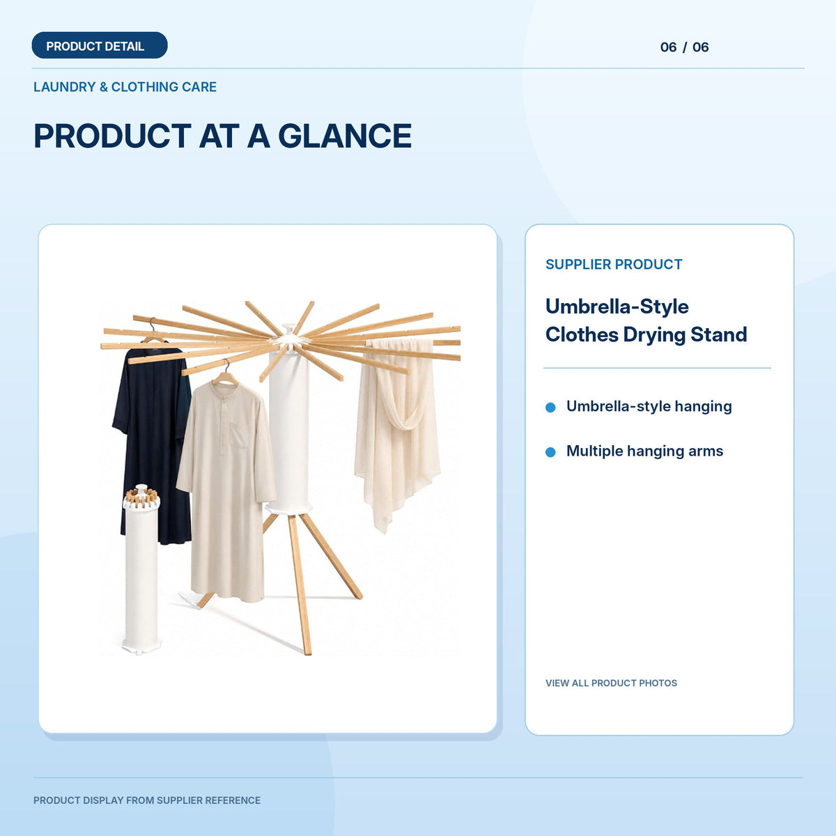 Umbrella-Style Clothes Drying Stand; light-blue product information layout 6