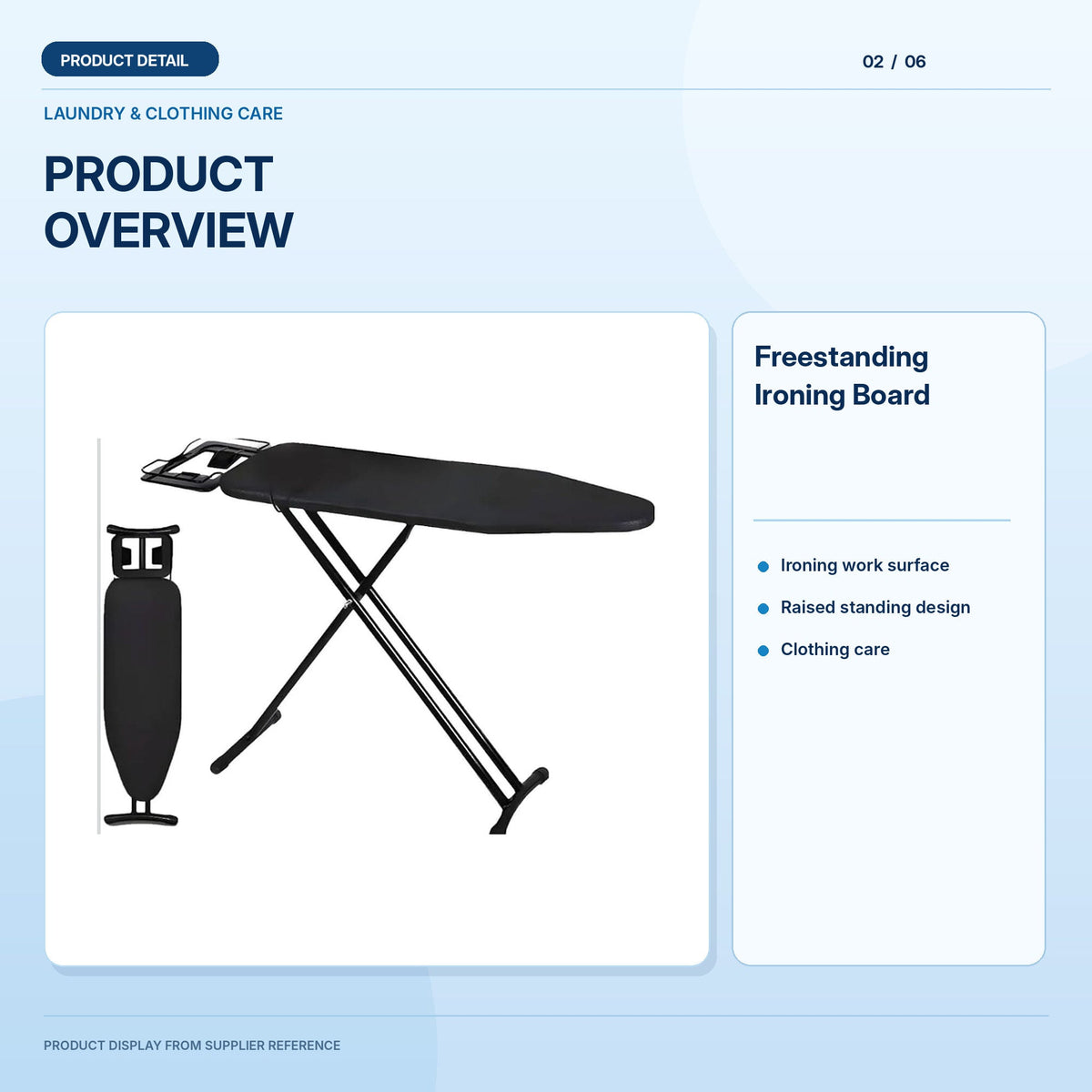 Freestanding Ironing Board; light-blue product information layout 2