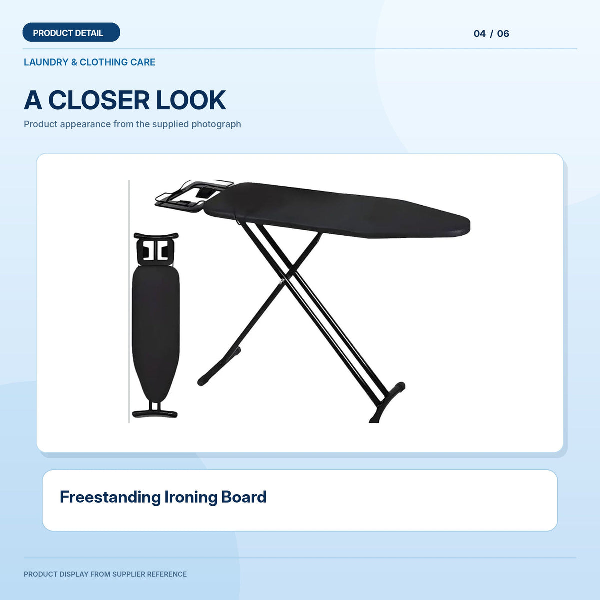 Freestanding Ironing Board; light-blue product information layout 4