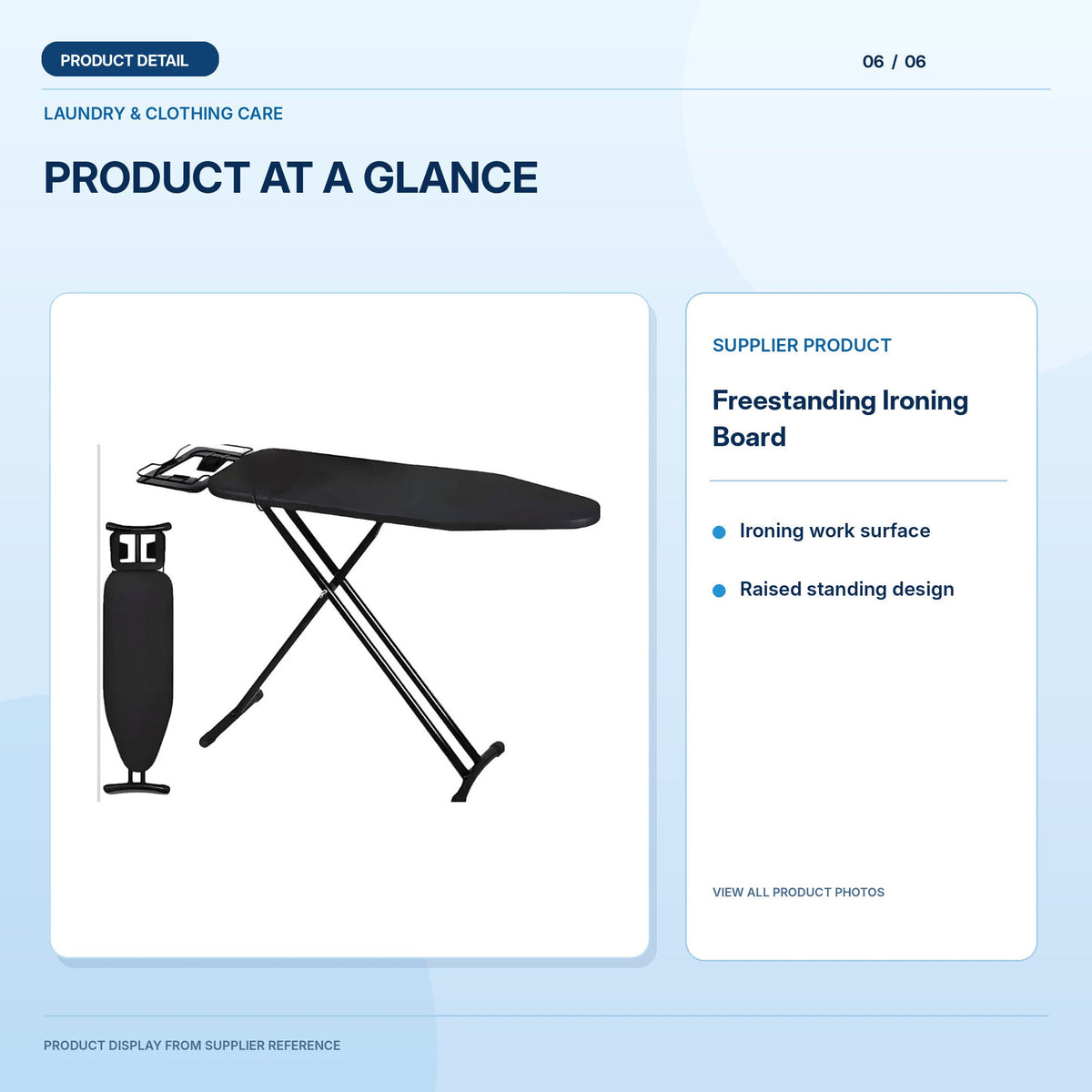 Freestanding Ironing Board; light-blue product information layout 6