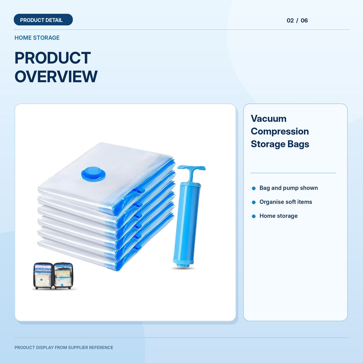 Vacuum Compression Storage Bags high-resolution light blue gallery image 2