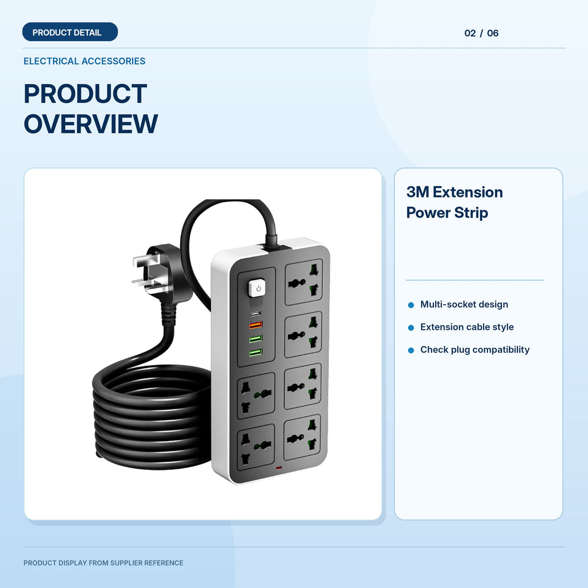 3M Extension Power Strip product feature panel 2 from actual supplier photo
