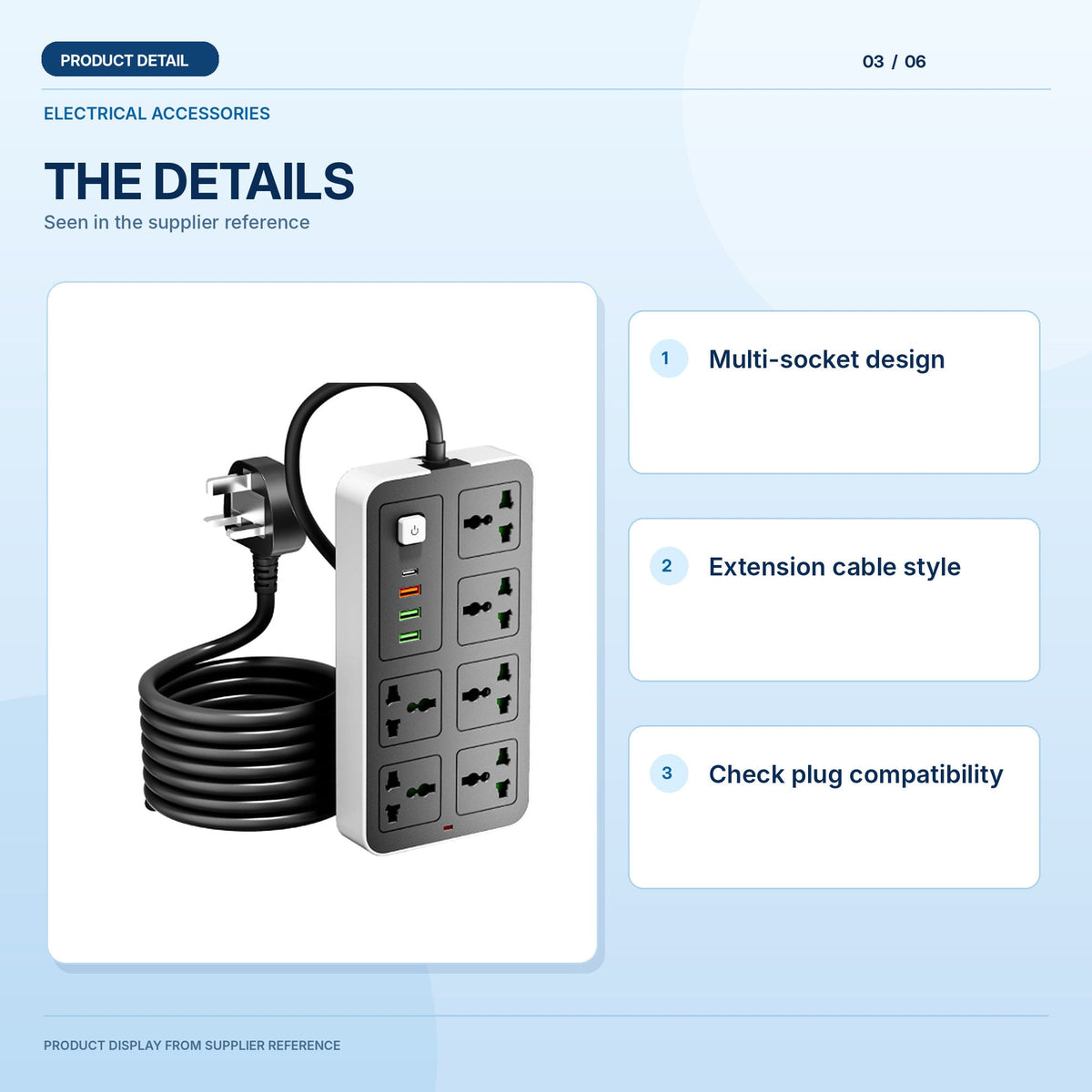 3M Extension Power Strip product feature panel 3 from actual supplier photo