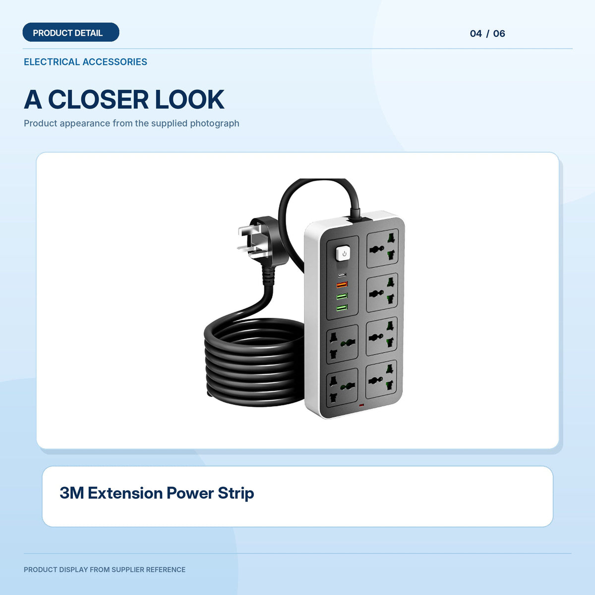3M Extension Power Strip product feature panel 4 from actual supplier photo
