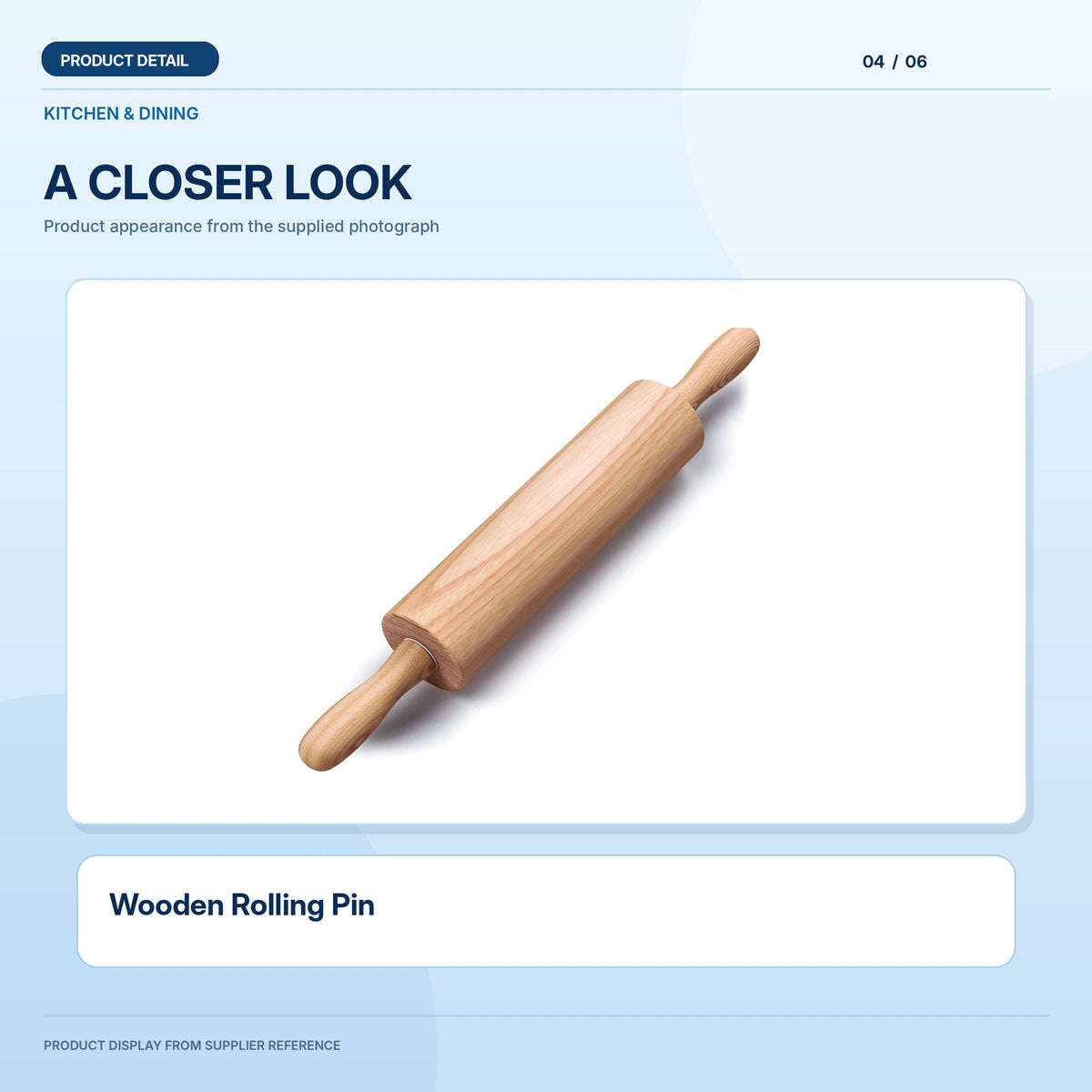 Wooden Rolling Pin high-resolution light blue product feature 4