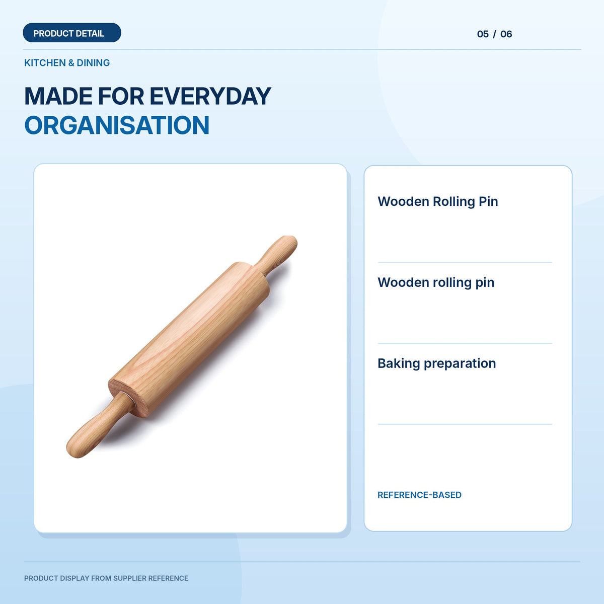 Wooden Rolling Pin high-resolution light blue product feature 5
