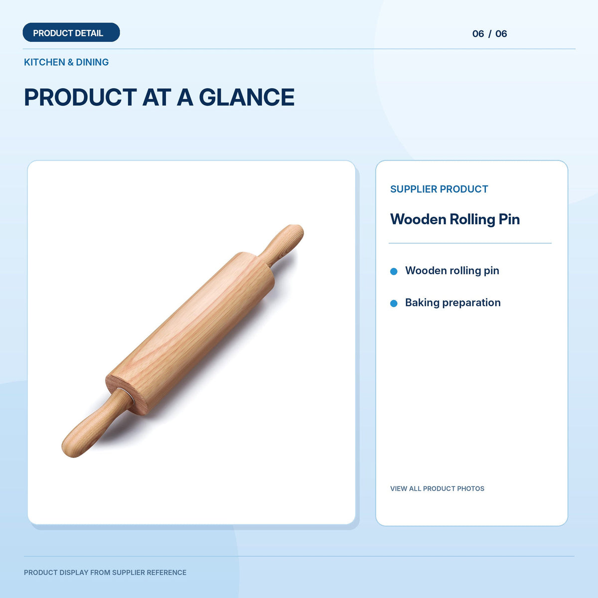 Wooden Rolling Pin high-resolution light blue product feature 6