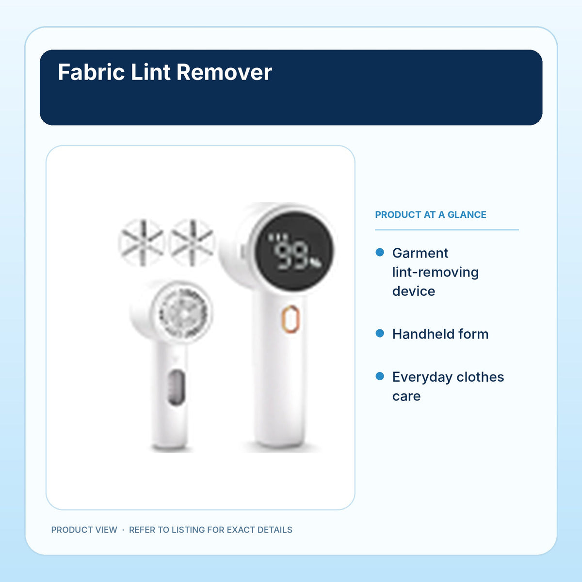 Fabric Lint Remover | Clothes Care Device: light-blue product information panel 2