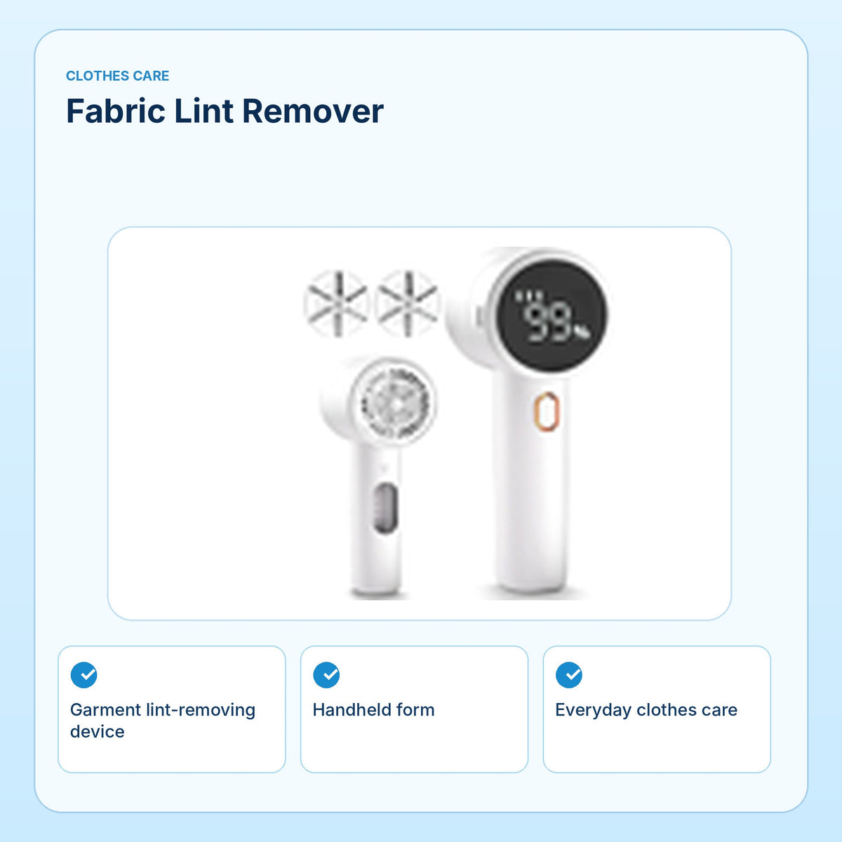 Fabric Lint Remover | Clothes Care Device: light-blue product information panel 3