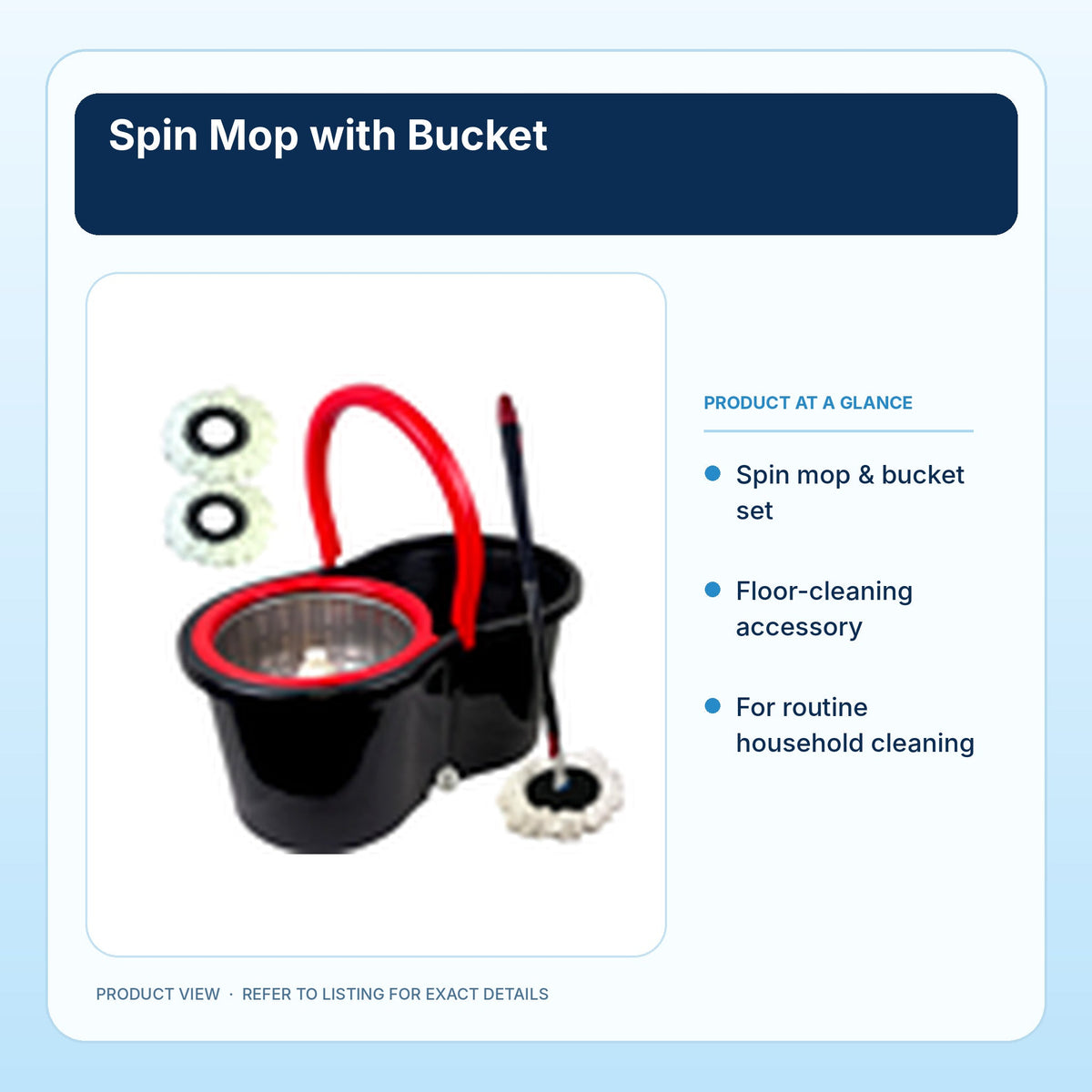 Spin Mop with Bucket | Household Floor Cleaning Set: light-blue product information panel 2