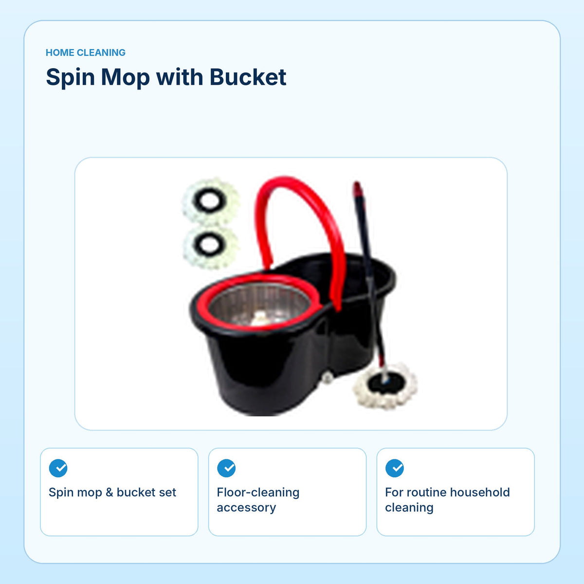 Spin Mop with Bucket | Household Floor Cleaning Set: light-blue product information panel 3