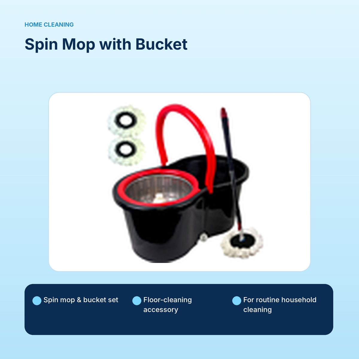 Spin Mop with Bucket | Household Floor Cleaning Set: light-blue product information panel 5