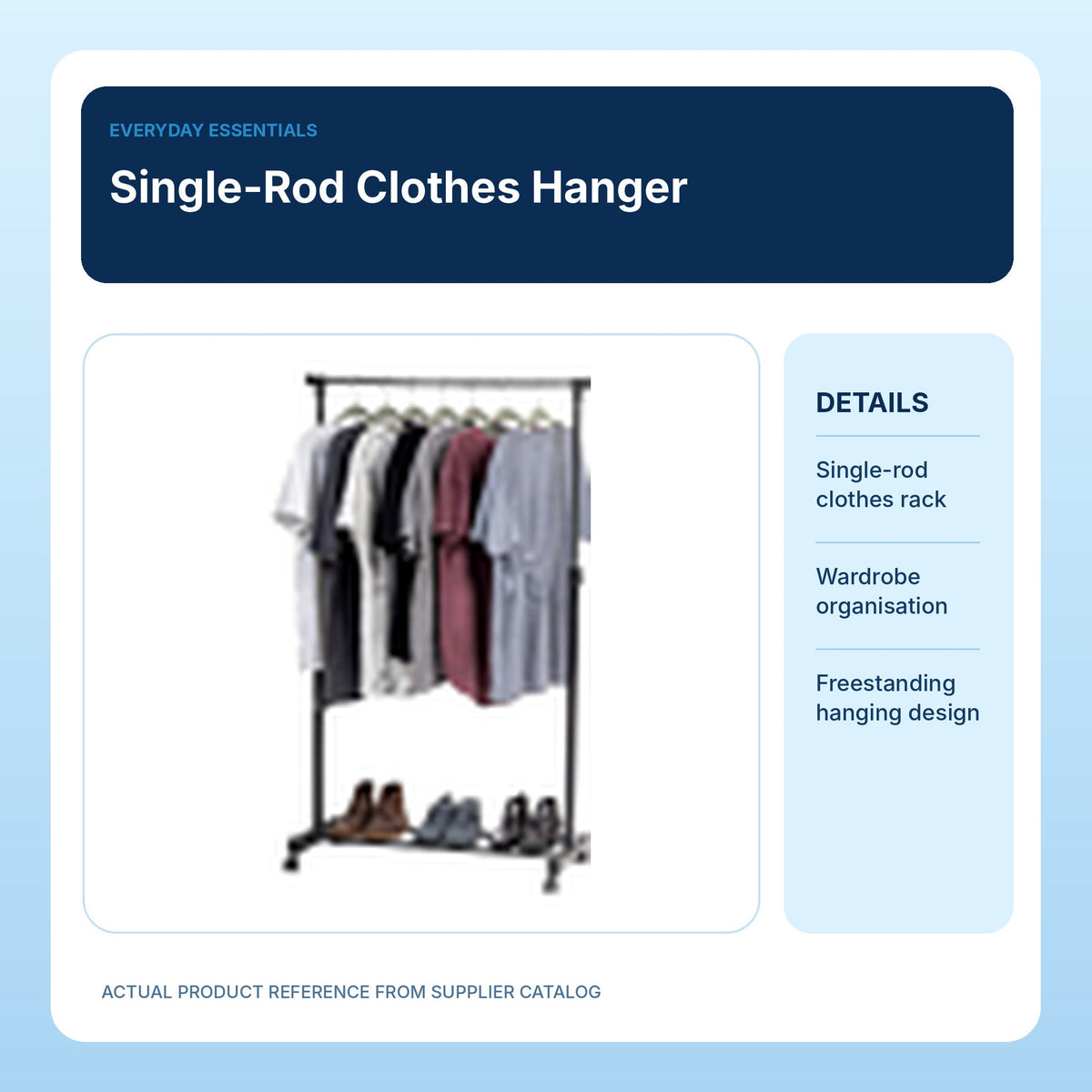 Single-Rod Clothes Hanger | Freestanding Wardrobe Rack: light-blue product information panel 4