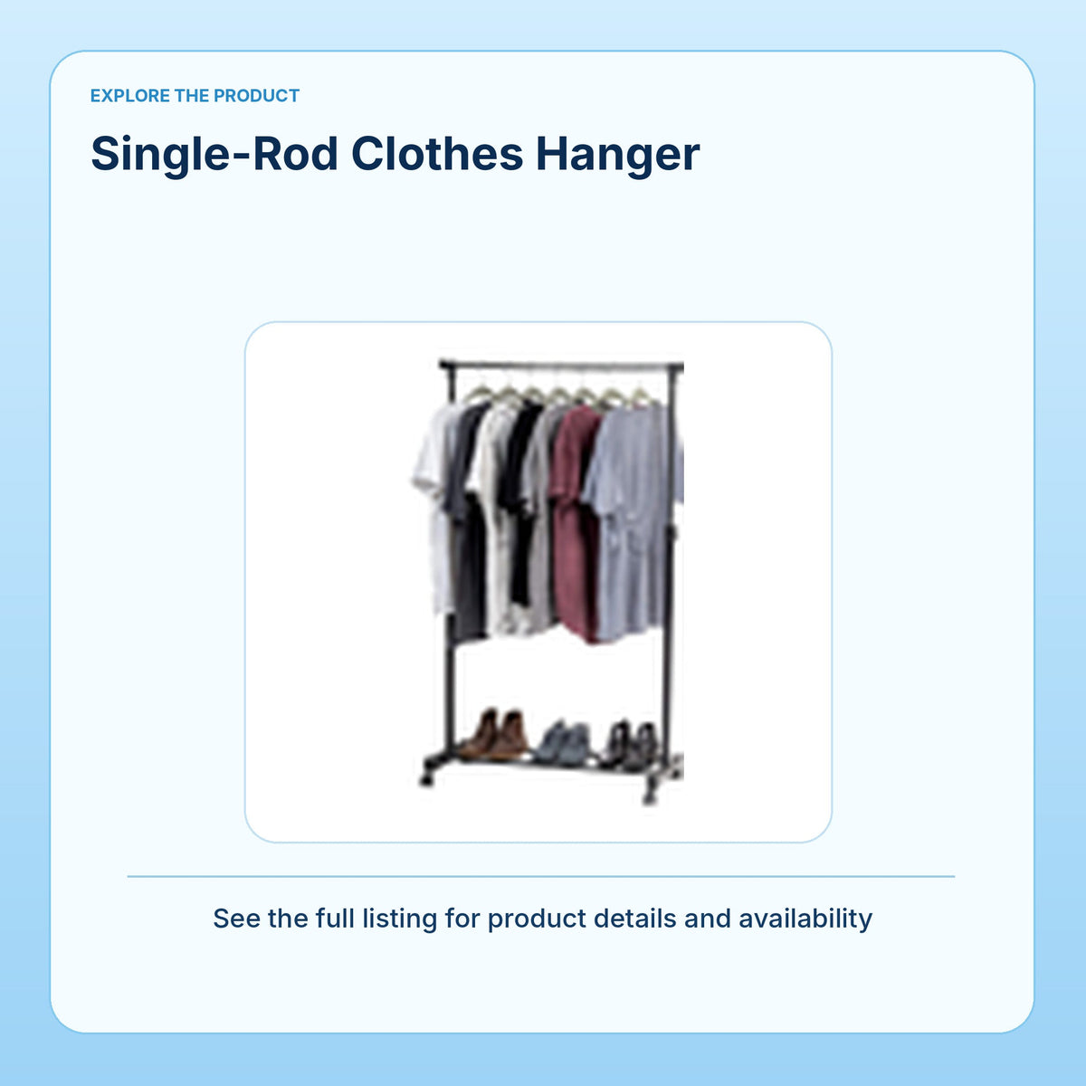 Single-Rod Clothes Hanger | Freestanding Wardrobe Rack: light-blue product information panel 6