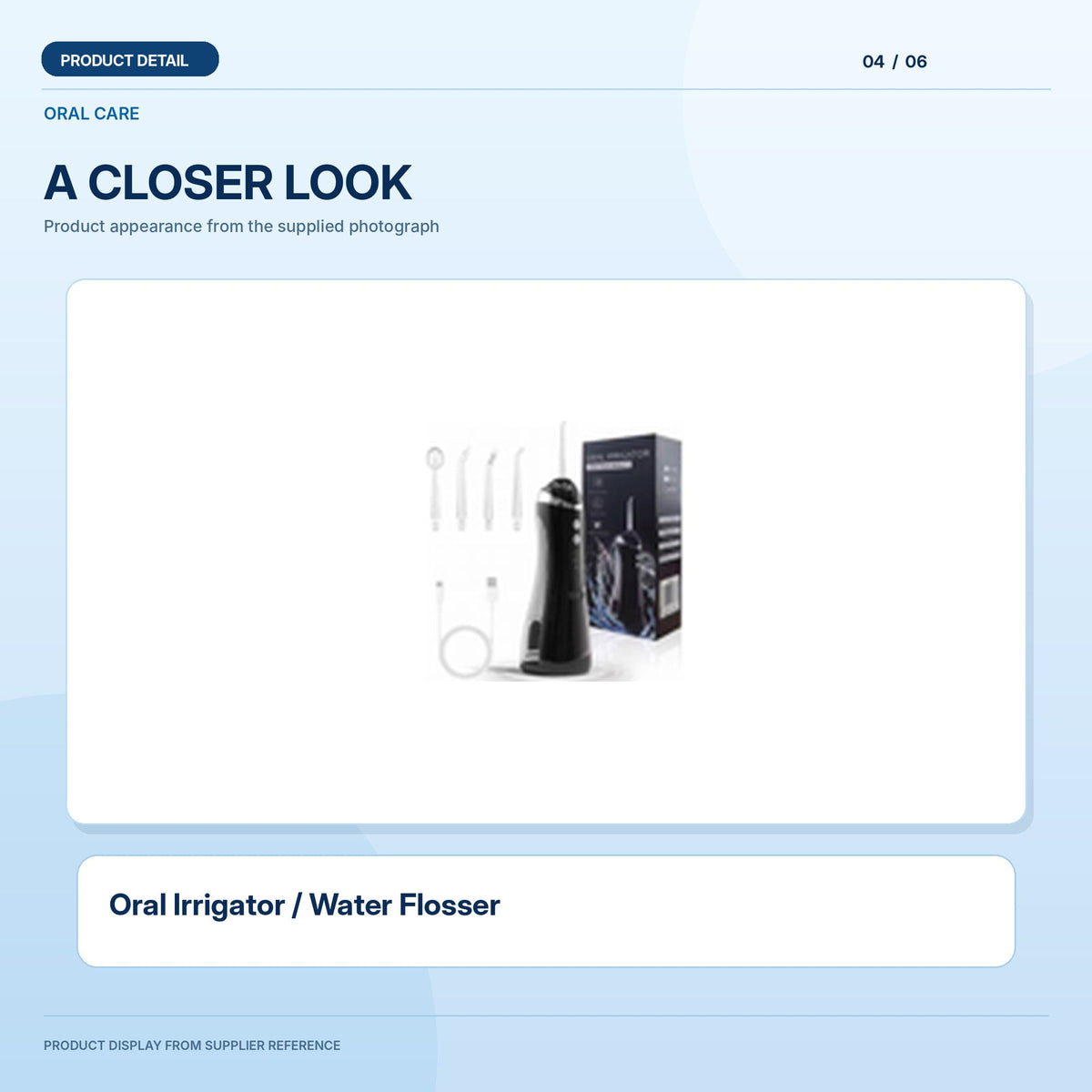 Oral Irrigator – light-blue product highlight 4; illustrative, product model requires confirmation