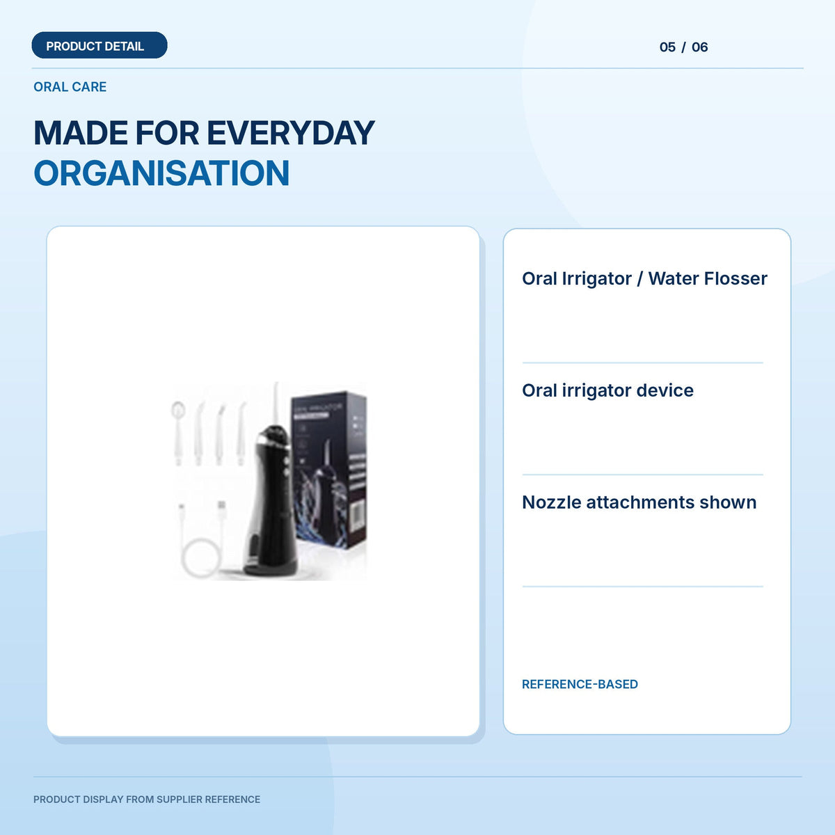 Oral Irrigator – light-blue product highlight 5; illustrative, product model requires confirmation