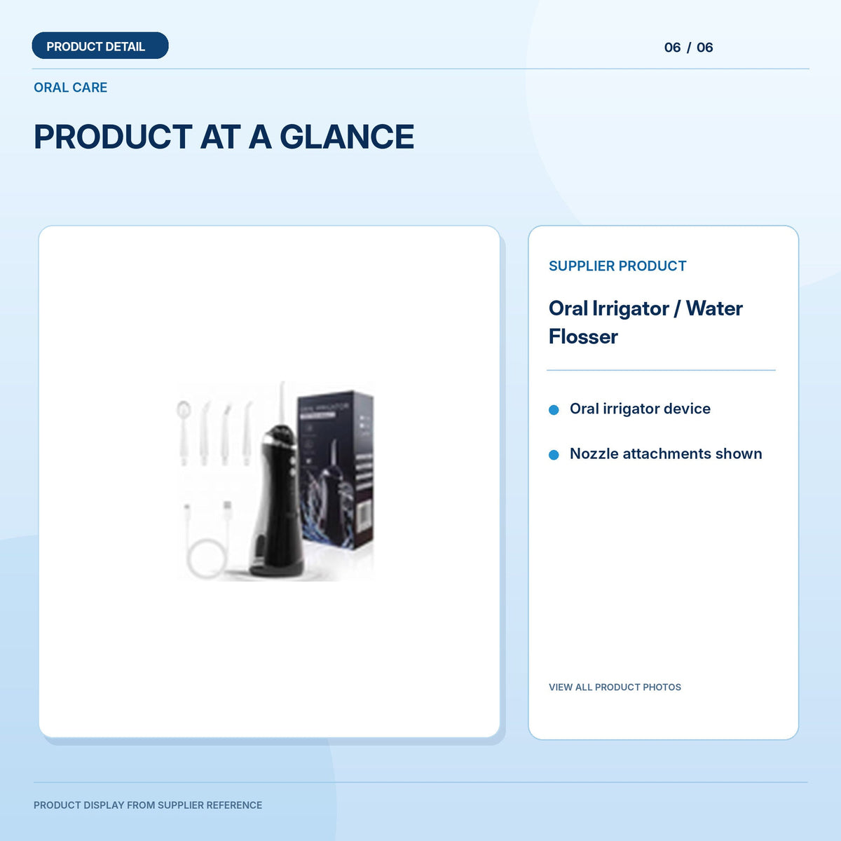 Oral Irrigator – light-blue product highlight 6; illustrative, product model requires confirmation